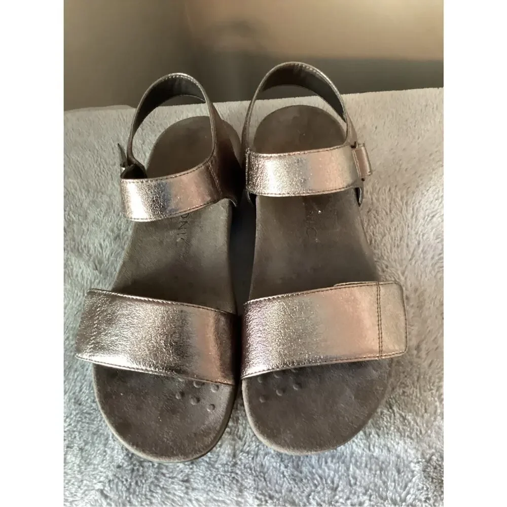 Vionic adjustable sandals marsala Metallic Gunmetal women's size 10